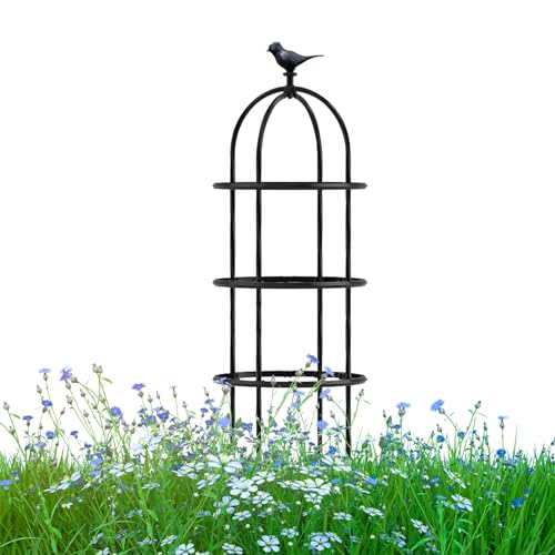 Rankhilfe Rankobelisk Metall Runden Rosensäule Top-Vogeldesign Kletterturm Gartenspalier 180x50cm 230x50cm 280x50cm 330x50cm Rankhilfe Kletterpflanzen (Color : Black, Size : H230x D50cm(7.5x1.6ft)) von BEEGMA