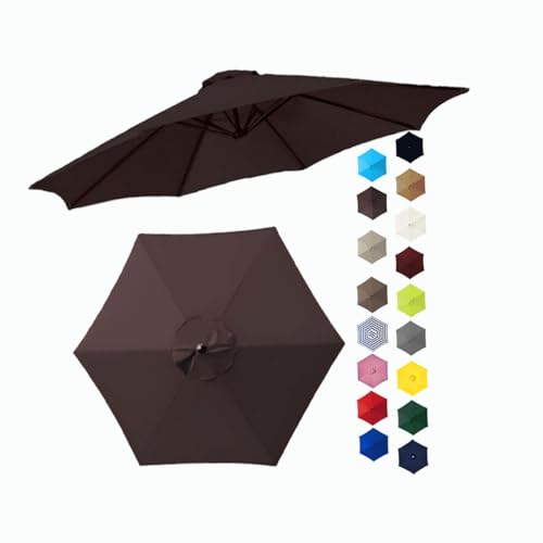Terrassenschirm Ersatzdach 6/8 Streben Sonnenschirm Ersatz 2.0/2.30/2.50/2.70/3.0m Runder Regenschirm Überdachung UV-beständiges (Color : Coffee, Size : 2.70m/9FT-6Ribs) von BEEGMA