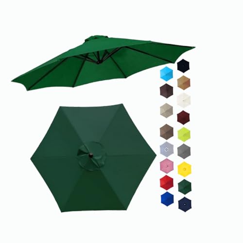 Terrassenschirm Ersatzdach 6/8 Streben Sonnenschirm Ersatz 2.0/2.30/2.50/2.70/3.0m Runder Regenschirm Überdachung UV-beständiges (Color : Dark Green, Size : 2.50m/8.2FT-6Ribs) von BEEGMA