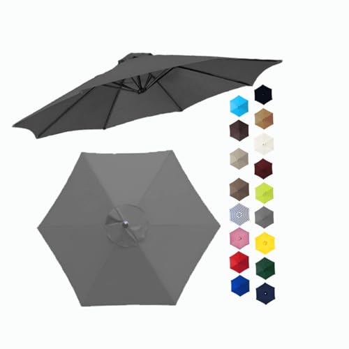 Terrassenschirm Ersatzdach 6/8 Streben Sonnenschirm Ersatz 2.0/2.30/2.50/2.70/3.0m Runder Regenschirm Überdachung UV-beständiges (Color : Gray, Size : 2.70m/9FT-6Ribs) von BEEGMA