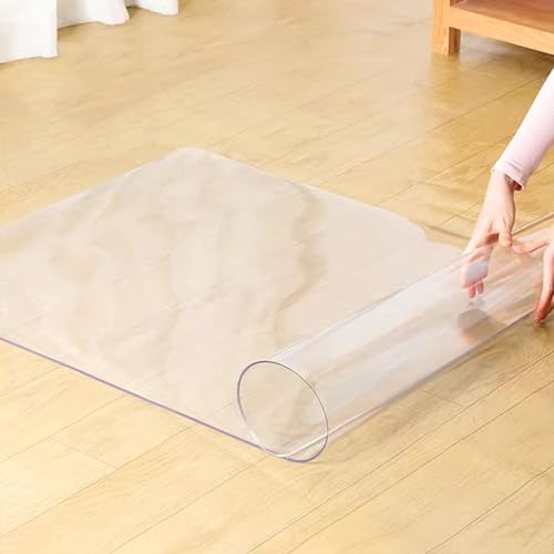 Transparente Stuhlmatte für Harte Böden Schutzmatte PVC Kunststoff Stuhlunterlage Teppichschutzmatte Dicke 2mm Stuhlmatten Breite 30–160cm, Länge 30–260cm (Color : Thick 2.0mm/0.08", Size : 50x150cm von BEEGMA