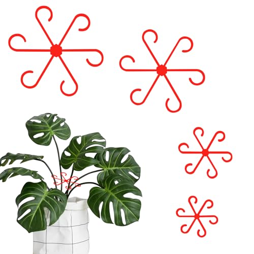 16 Stück Pflanzenstütze Staudenhalter Pflanzenhalter Pflanzenstützen Garten Stützring Pflanzenstielhalter Pflanzenklammern zur Unterstützung für Monstera Rankhilfe Alocasia Tomaten (Rot) von BEELUKY