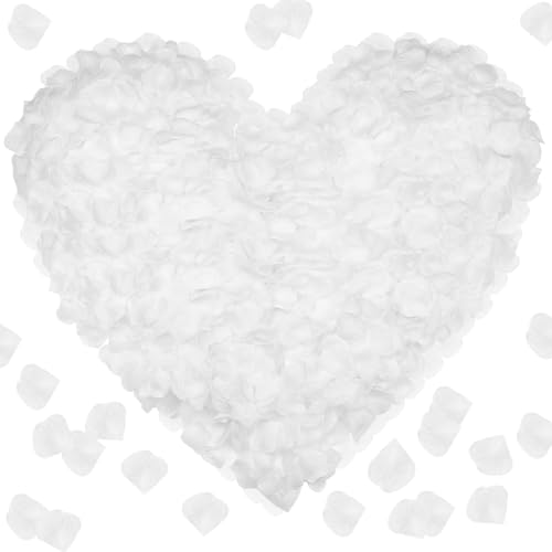 4000 Stück Rosenblätter Weiß Künstliche Rosenblätter Rosenblätter Hochzeit Deko Rosenblätter für Valentinstag Hochzeit Den Tischaufsatz Jubiläen Geschenk Geburtstag Schlafzimmer Romantische Deko von BEELUKY