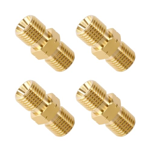 BEELUKY 4 Stück Gasschlauch Verbinder 1/4'' AG Links Messing Doppelnippel Gas Schnellkupplung Doppelnippel Kupplung Propan Acetylen Gasschlauch Außengewinde für Klimaanlagen Solaranlagen Sanitär BEELUKY 4 Stück Gasschlauch Verbinder 1/4'' AG Links Messing Doppelnippel Gas Schnellkupplung Doppelnippel Kupplung Propan Acetylen Gasschlauch Außengewinde für Klimaanlagen Solaranlagen Sanitär von BEELUKY