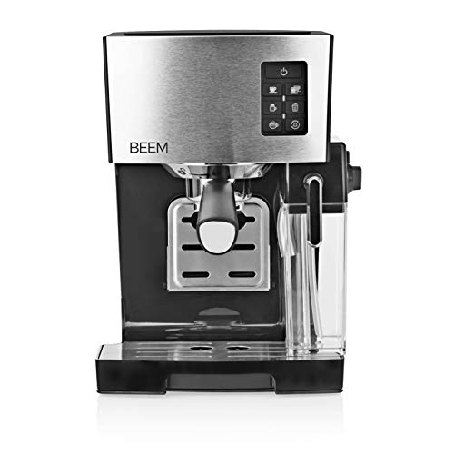 BEEM CLASSICO Espresso-Siebträgermaschine - 19 bar | Silber | Integrierter Milchtank und Dampfdüse | Abnehmbarer Wassertank | 1.450 W von BEEM