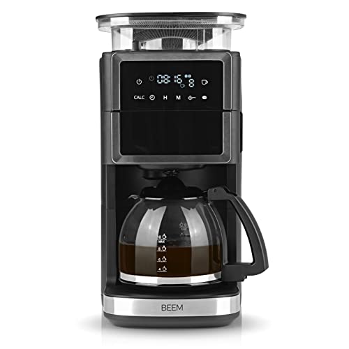 BEEM FRESH-AROMA-PERFECT III Filterkaffeemaschine mit Mahlwerk | Edelstahl | Mit Glaskanne & Warmhaltefunktion | Aroma-Plus-Funktion| 24-H-Timer | 1000 W | für bis zu 10 Tassen von BEEM