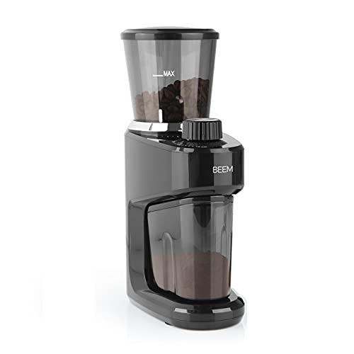 BEEM 3980 GRIND-INTENSE Elektrische Kaffeemühle - 160 g | Edelstahl-Kegelmahlwerk | 15-stufige Mahlgradeinstellung | Abnehmbarer Bohnenbehälter | 150 Watt, Schwaz von BEEM