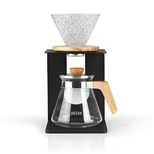 BEEM POUR OVER Kaffeebereiter Set für 4 Tassen | Inkl. Glas-Handfilter & Glaskanne mit Deckel | Für manuelle Kaffeebrühkunst auf traditionelle Art | Edles & modernes Design von BEEM