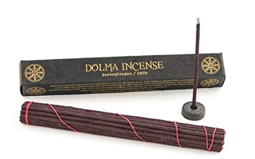 100% naturreine Tibetische Räucherstäbchen Tibetan Line ohne Bambusstab für Meditation, Entspannung, Rituale, 27 Rauchstäbchen mit Halter von BEEMEN