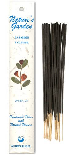 Auroshikha Räucherstäbchen 20 Stück Indische Rauchstäbchen Nature's Garden Incense Sticks Rauchstäbchen mit Edlen Ätherischen Ölen Handgerollt mit Bambus Stab mit echten gepressten Blüten von BEEMEN