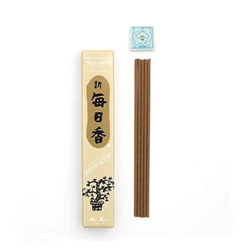 Japanische Räucherstäbchen 50 Stück Nippon Kodo Morning Star Incense Sticks Rauchstäbchen aus Japan aus Natürlichen Stoffen ohne Chemie für Entspannung und Meditation (Palo Santo (Heiliges Holz)) von BEEMEN