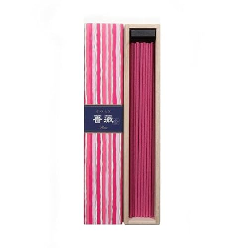 Räucherstäbchen aus Japan KAYURAGI 40 Stück Natürliche Inhaltsstoffe und Öle Incense Sticks Rauchstäbchen ohne Holzkern (Rose) von BEEMEN