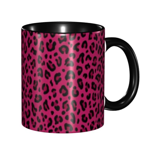 Tasse, 330 ml, individuelle Keramiktasse, Kaffeetasse, Teetasse für Küche, Restaurant, Büro,Liebe Leopard Leopardenmuster in Pink von BEEOFICEPENG