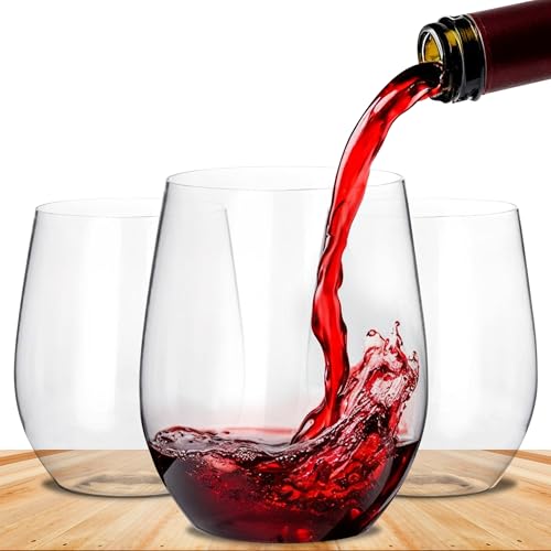 BEEPOP 350ml Vino Set aus 12, leicht, unzerbrechlich, recycelbar und kristallklar BPA-freie Kunststoff Weingläser ohne Stiel von BEEPOP