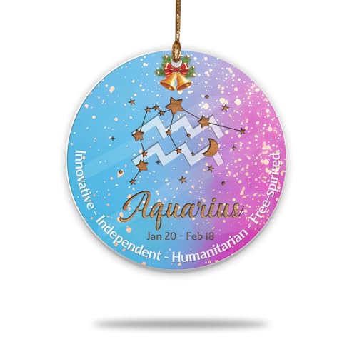 Aquarius Sternzeichen Weihnachten Ornament 2025, Sternzeichen Wassermann Ornamente, Horoskop Baumschmuck, Sternbild Dekoration für Astrologie-Liebhaber, innovativ, unabhängig, humanitär, freigeistig Aquarius Sternzeichen Weihnachten Ornament 2025, Sternzeichen Wassermann Ornamente, Horoskop Baumschmuck, Sternbild Dekoration für Astrologie-Liebhaber, innovativ, unabhängig, humanitär, freigeistig von BEETHIS