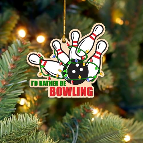 Bowling-Weihnachtsdekoration 2025, Bowlingkugel und Pins Ornamente für Weihnachtsbaum, Schlagnadeln, Freizeit-Sportspiel, Holzornament, Andenken, Geschenke für Bowling-Liebhaber, Spieler, Bowler von BEETHIS