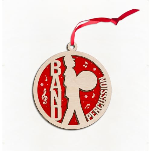 Holz 3D Bass Drum Ornamente für Weihnachtsbaum, Marching Band Percussion - Bass Drummer Ornament, Musikinstrument Bassdrum Marching Band Geschenke Andenken für Schlagzeuger, Musikliebhaber von BEETHIS