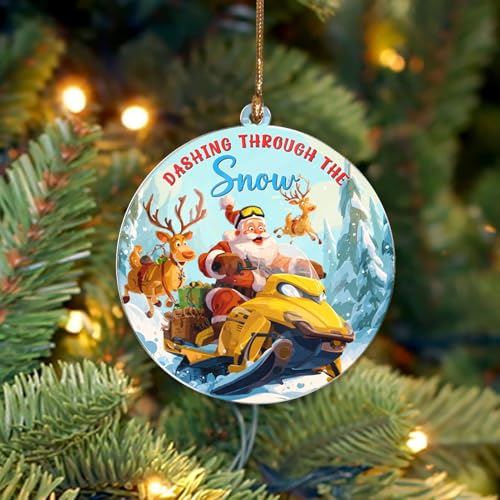 Lustiges Schneemobil mit Weihnachtsmann und Rentieren, Schneemobil-Ornamente für Weihnachtsbaum, Skifahren, Outdoor-Sportdekoration, Schneemobil-Geschenke für Schneemobilfahrer, Schneemobilfahrer von BEETHIS