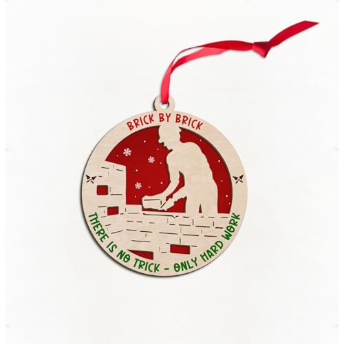 Maurer-Ornamente für Weihnachtsbaum, Ziegelschicht, Mauerwerk, Bauarbeiter, Weihnachtsdekoration, Ziegelmaurer-Ornamente, Ziegel und Steine, Maurer, Andenken, Geschenke für Bauarbeiter, Bauarbeiter von BEETHIS