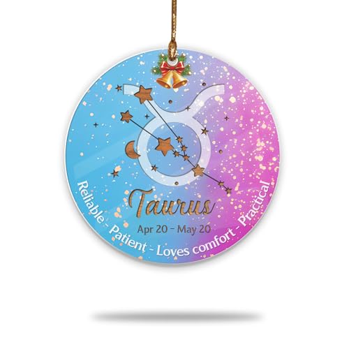 Sternzeichen Stier Weihnachten Ornament 2025, Sternzeichen Stier Ornamente, Horoskop Ornamente für Weihnachtsbaum, Sternbild Dekoration für Astrologie-Liebhaber, zuverlässig, geduldig, liebt Komfort Sternzeichen Stier Weihnachten Ornament 2025, Sternzeichen Stier Ornamente, Horoskop Ornamente für Weihnachtsbaum, Sternbild Dekoration für Astrologie-Liebhaber, zuverlässig, geduldig, liebt Komfort von BEETHIS
