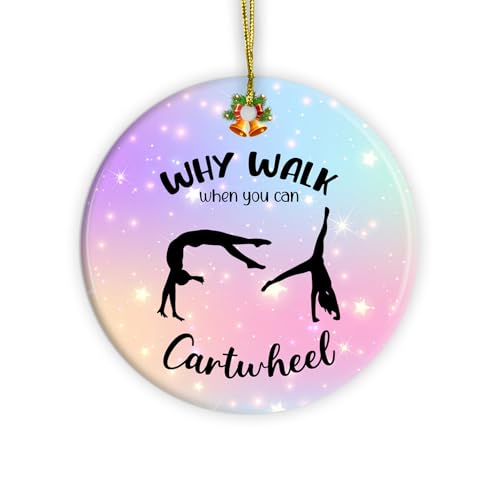 Tumbling Cartwheel Ornamente für Weihnachtsbaumdekoration, Mädchen-Gymnastik-Team, Wagenrad, Weihnachtsdekoration, Turnerinnen, Andenken, Geschenke für Kinder, Tanzliebhaber, Warum gehen, wenn Sie ein von BEETHIS