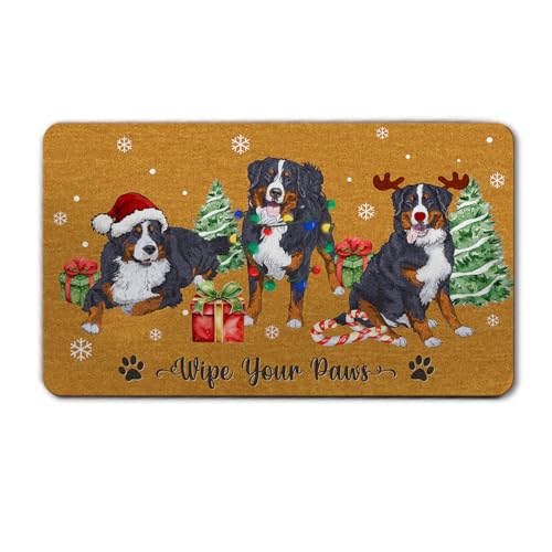 Weihnachtliche Berner Sennenhundematte, niedliche Berner-Fußmatte, weihnachtliche Hunde-Fußmatte, Willkommensmatte, für drinnen und draußen, rutschfest, Andenken Geschenk für Hundeliebhaber von BEETHIS