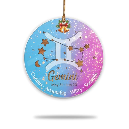 Zwillinge Sternzeichen Weihnachten Ornament 2025, Sternzeichen Zwillinge Ornamente, Horoskop Ornamente für Weihnachtsbaum, Sternbild Dekoration für Astrologie-Liebhaber, neugierig, anpassungsfähig Zwillinge Sternzeichen Weihnachten Ornament 2025, Sternzeichen Zwillinge Ornamente, Horoskop Ornamente für Weihnachtsbaum, Sternbild Dekoration für Astrologie-Liebhaber, neugierig, anpassungsfähig von BEETHIS