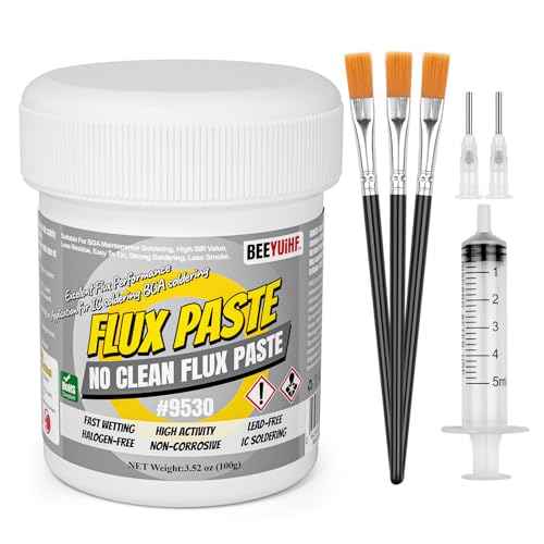 BEEYUIHF No Clean Lötpaste Flussmittel, BGA Löt Flussmittelpaste, Elektronik Flussmittel Pasten für BGA/IC/CPU/PCB/SMD Lötzinn (5.15oz/146g) von BEEYUIHF