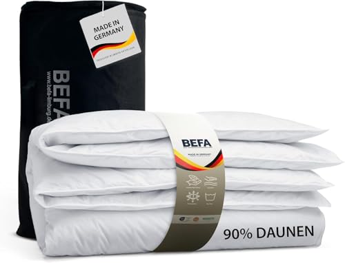 BEFA NATUR Daunendecke Winter 160x210 cm | 90% Daunen & 10% Federn | 1140g Füllgewicht | Allergiker geeignet (NOMITE) | Tierwohl Zertifiziert (DOWNPASS) | Oeko-TEX Klasse 1 | Made in Germany von BEFA NATUR