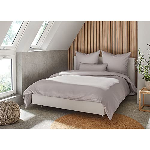 BEFA NATUR Made in Germany Bettwäsche 135x200 Set aus Baumwoll-Satin | Bettbezug 135x200 cm + 1 Kissenbezug 80x80 cm, Oeko-Tex 100, Allergiker geeignet - Creme von BEFA NATUR