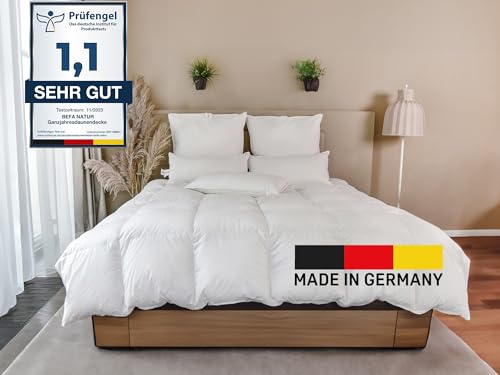 BEFA NATUR Daunendecke Winter 240x220 cm | 60% Daunen & 40% Federn | 1760g Füllgewicht | Allergiker geeignet (NOMITE) | Tierwohl Zertifiziert (DOWNPASS) | Oeko-TEX Klasse 1 | Made in Germany von BEFA NATUR