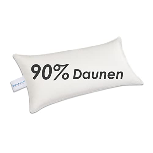 BEFA NATUR Made in Germany Kopfkissen 40x80 cm mit 90% Daunen & 10% Federn Klasse 1, weiß, Füllgewicht: 400g. Allergiker geeignet (nomite), Downpass von BEFA NATUR