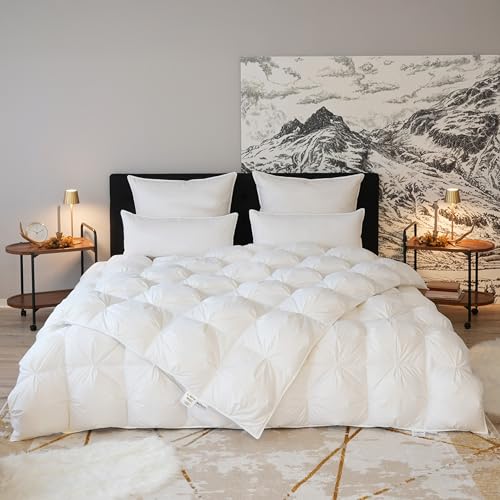 BEFA NATUR Daunendecke 240x220 cm Ganzjahr | 100% Reine Daune | luxuriöse Mont Blanc Serie | Füllgewicht 780g | Allergiker (NOMITE) | Tierwohl (DOWNPASS) | Oeko-TEX Klasse 1 | Made in Germany von BEFA NATUR