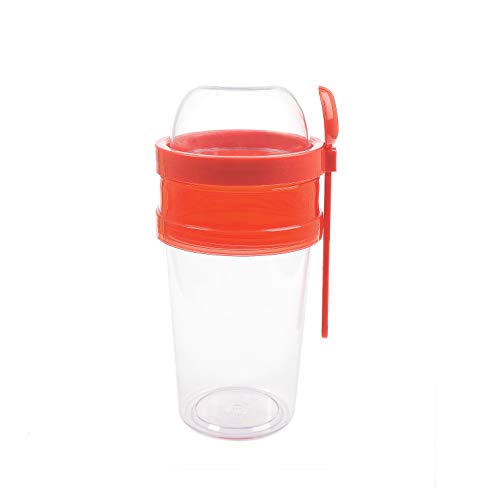 BEFA 2er-Set Müsli to Go | BPA Frei | Müslibecher | Deckel inkl Löffel mit Halterung | Joghurtbehälter | Obstbehälter | Salatbecher | Reisebecher | Lunchbox | Fruit (Rot) von BEFA