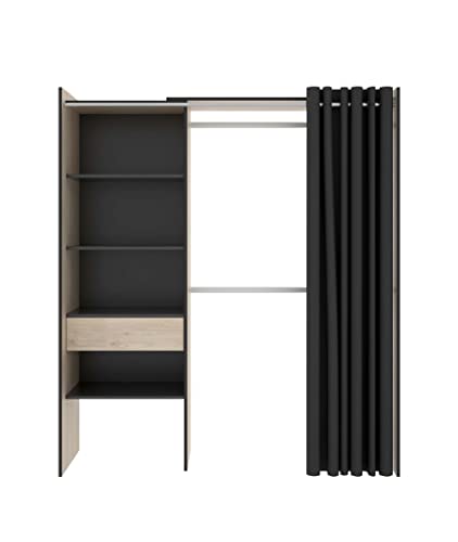 BEFARA-DK OFFENER KLEIDERSCHRANK MIT Vorhang ISTAR - Graphit/Natur von BEFARA-DK