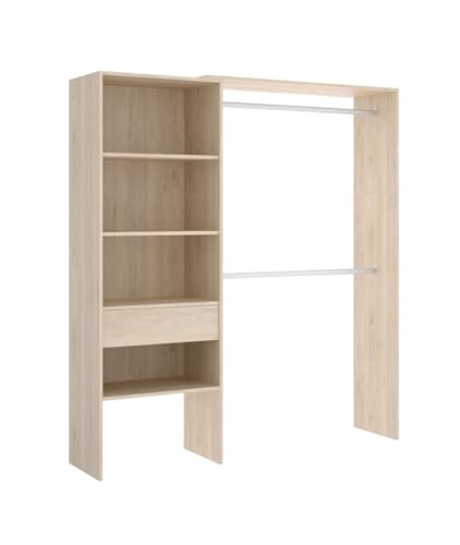OFFENER KLEIDERSCHRANK MIT SCHUBLADEN NEFER - Holz von Vicawu
