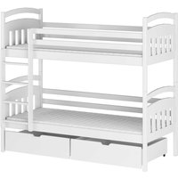 Kinderetagenbett aus holz mit unteren schubladen kalas - Weiss - 90 x 190 von BEFARA