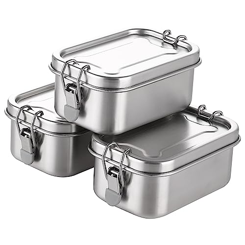 BEFOY Kleine Edelstahl-Lebensmittelbehälter mit Deckel, 380 ml, 3 Stück, Snackbox, Metall-Lunchbehälter, 304 Gewürze, Bento-Box, Obst für Kinder und Erwachsene, spülmaschinenfest (3 Stück) von BEFOY