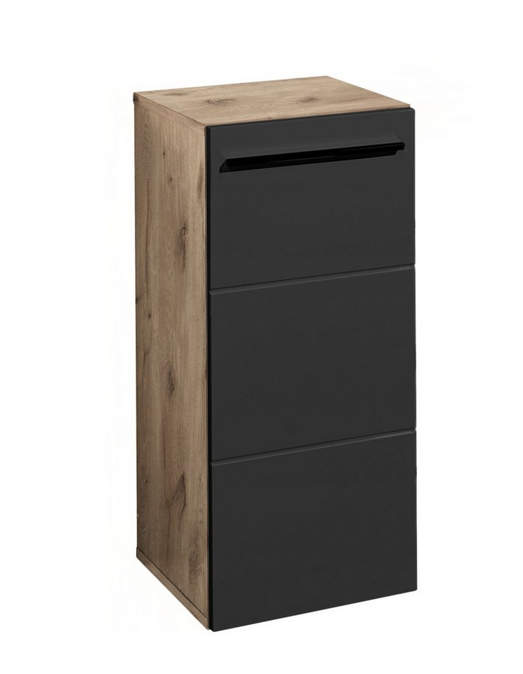 BEGA BBK Badkommode 1 Tür, 1 Boden, schwarz matt / viking oak Dekor - 34x72x31cm (BxHxT) von BEGA BBK