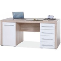 Schreibtisch PC-Tisch Arbeitstisch Bürotisch Cube Eiche Sonoma Sägerau / Weiß ... von BEGA CONSULT