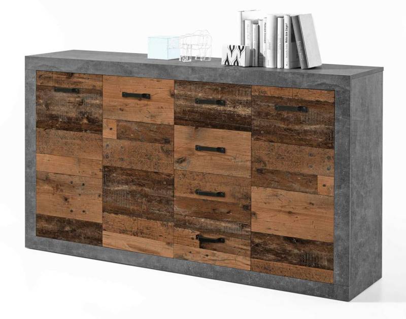 Sideboard Kommode INDIANA 3 Front Old Wood Vintage und Betonoptik von BEGA