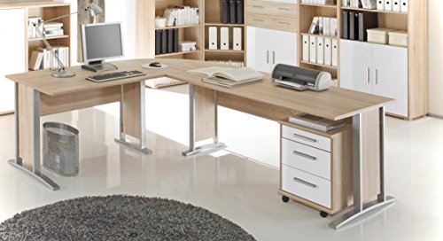 Winkelschreibtisch OFFICE LINE inkl. Rollcontainer Sonoma / Weiß von Bega