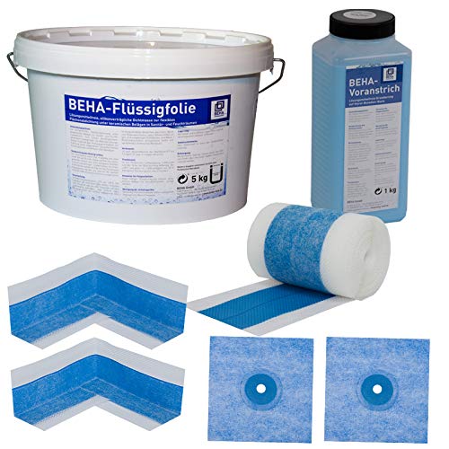 BEHA bluetec Dichtset Flüssigfolie Dichtband Tiefengrund Bad Dusche Küche von BEHA