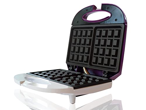 Waffelplatte mit Antihaft-Platte Waffle Maker mit rutschfesten Füßen 800 W, Weiß und Violett von BEHOME
