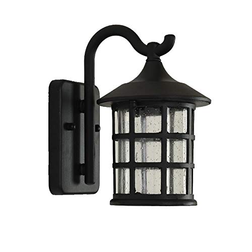 Antike Wandleuchte, Außenwandleuchte, IP44 Wasserdicht, E27, Eisen + Glas, Innenhof, Garten, Balkon, Flur, Terrassenwandleuchte (Color : Black) von BEHWU