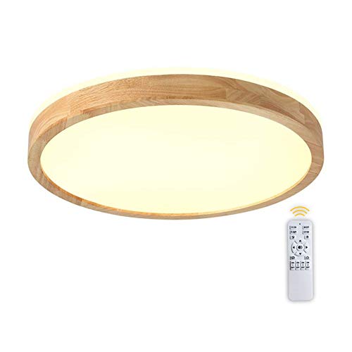 BEHWU Deckenleuchte Aus Massivem Holz, Nordische Eiche, Ultradünne 5.8cm Runde Form, 360-Grad-Surround-Beleuchtung, LED für Wohnzimmer und Schlafzimmer von BEHWU