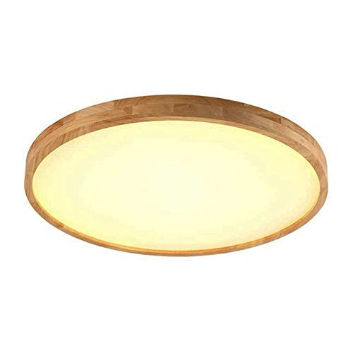 BEHWU LED Deckenleuchte Hölzerne Lampe Rundes Licht Deckenleuchte aus Holz Innenbeleuchtung Ultradünne 5CM Wohnzimmer Schlafzimmer Esszimmer Licht Warmes Licht 3000K Φ 70CM 64W 5760LM von BEHWU