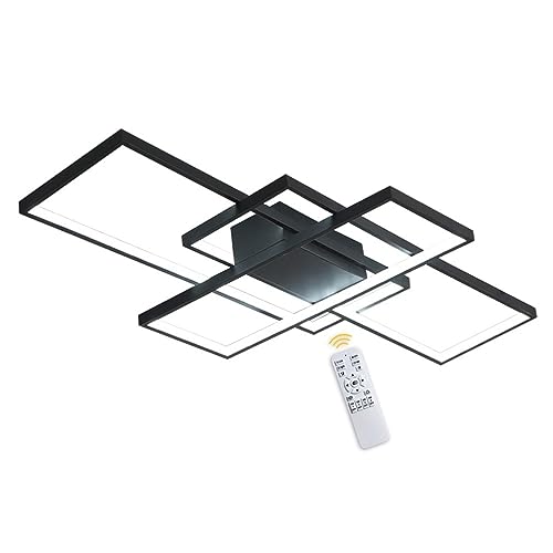 BEHWU LED-Deckenleuchte Rechteckig,Weiß, Schwarz,90cm(70 W),110cm(85 W),140cm(106 W), LED-Deckenleuchte Aluminium + Kieselgel Geeignet For Schlafzimmer, Esszimmer, Küche,Wohnzimmer von BEHWU