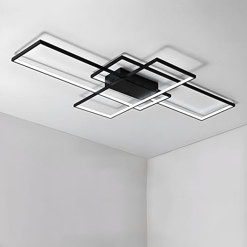 BEHWU LED-Deckenleuchte Rechteckig,Weiß, Schwarz,90cm(70 W),110cm(85 W),140cm(109 W), LED-Deckenleuchte Aluminium + Kieselgel Geeignet for Schlafzimmer, Esszimmer, Küche,Wohnzimmer von BEHWU