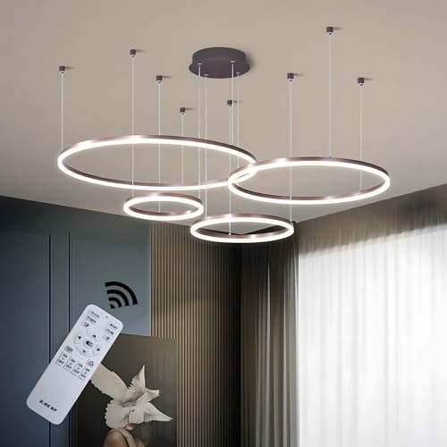 BEHWU LED Pendelleuchte Dimmbar, Wohnzimmerlamp, Moderne Ring-Hängeleuchte 3000K-6000K, Pendellampe LED Leuchtring Wohnzimmer Esszimmer Hängelampe, Aluminium Kronleuchter Mit Fernbedienung (Color : B BEHWU LED Pendelleuchte Dimmbar, Wohnzimmerlamp, Moderne Ring-Hängeleuchte 3000K-6000K, Pendellampe LED Leuchtring Wohnzimmer Esszimmer Hängelampe, Aluminium Kronleuchter Mit Fernbedienung (Color : B von BEHWU
